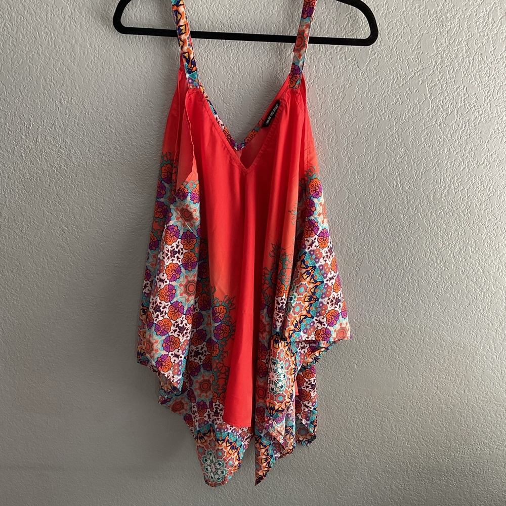 Floral Red Sleeveless Top